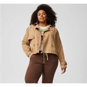 NWT TORRID Lightweight Twill Crop Trench in Tan Beige sz 4X